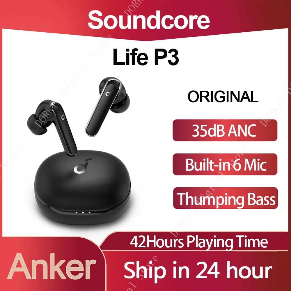 

Original Soundcore Life P3 TWS ANC Earphones Multi Mode Noise Cancelling Headsets Thumping Bass Earbuds with 6 Microphones