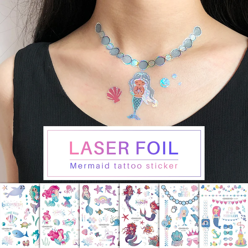 1 лист поддельные татуировки наклейка лазерное Металлическое Тело тату