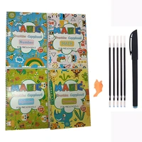 4 bookssets of childrens school copybook 3d calligraphy reusable handwriting practice learn writing english magic stationery