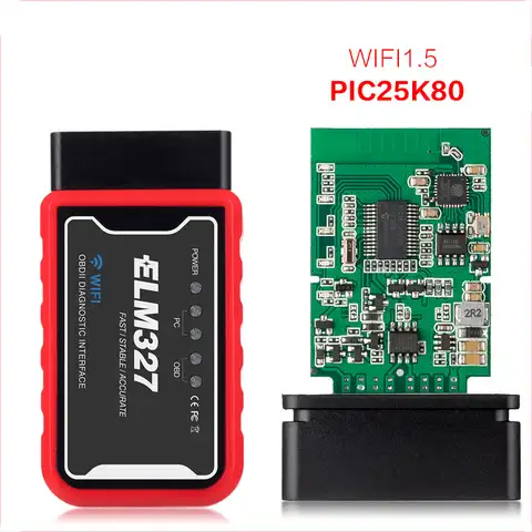 Считыватель кодов ELM327 V1.5, диагностический инструмент с чипом PIC18F25K80, Wi-Fi, OBD2, для Android/IOS телефонов
