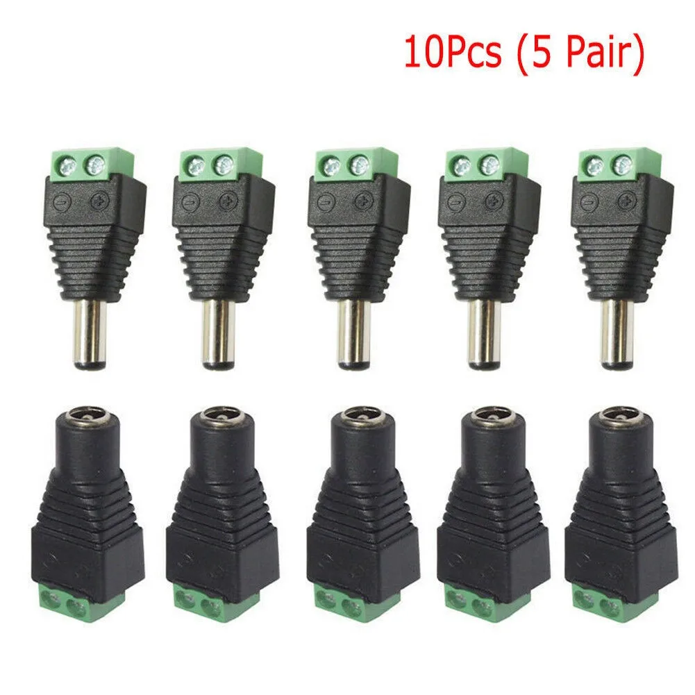 

5pcs Female +5 Pcs Male DC Connector 2.1*5.5mm Power Jack Adapter Plug Cable Connector For 3528/5050/5730 LED Strip Light