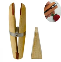 jewellers double ended wooden ring clamp with thick leather lined jaws wedge wooden ring clamp leather padding jewelry tools