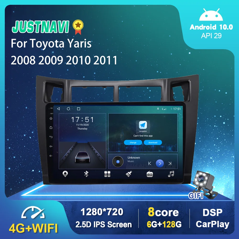 

Android 10.0 Car Radio For Toyota Yaris 2008 2009 2010 2011 GPS Auto Multimedia Stereo Auto Player BT Carplay 6G 128G DSP No DVD