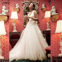 lorie illusion tulle wedding dresses women v neck zipper back boho bride dress opulent a line blush toned wedding gown