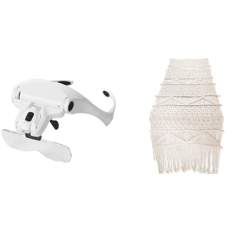 

Настольная дорожка 9892B с 2 светодиодный ными лампами и увеличительным стеклом длиной 86 дюймов, осенняя настольная дорожка в стиле бохо