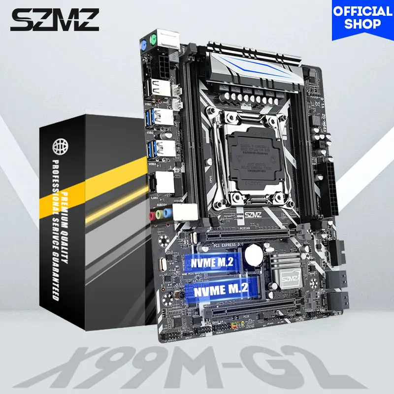 

Материнская плата SZMZ X99, 2 канала, 4 шт. DDR4 DIMM RAM NVME M.2 SSD USB SATA 3.0, поддержка E5 2620 2678 2650 2640 V3 CPU Turbo