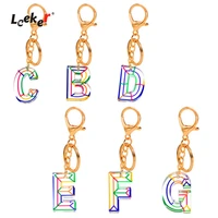 leeker acrylic colorful letter keychain gold color key holder key ring pendant fashion jewelry gift for girlfriend 004 lk2