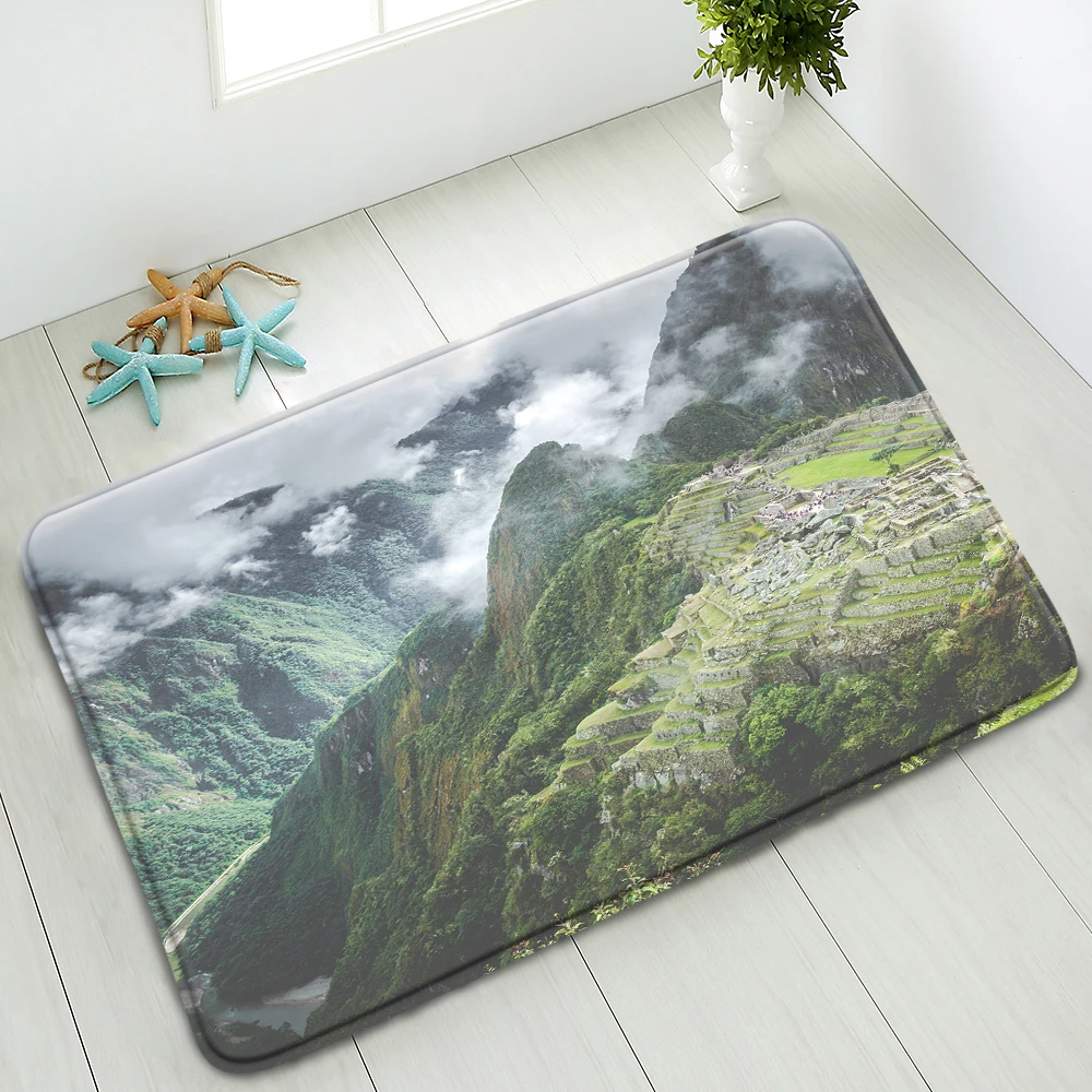 

Anti-Slip Bath Mats Ocean Mountain Grassland Autumn Natural Scenery Indoor Floor Mat Bedroom Doormat Absorbent Carpet Washable