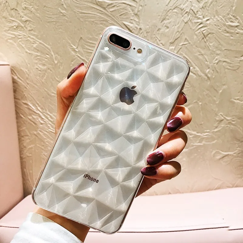 Роскошный 3D-чехол с алмазной текстурой для iPhone 5 6 6S 7 8 Plus мягкий прозрачный