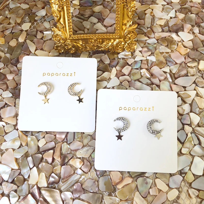 

Silver Plated Needle Stud Earrings Hollow Moon Glittering Stud Earrings for Girls Women Earrings