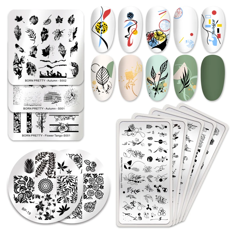 Штамповочные пластины BORN PRETTY трафарет с изображением листьев и цветов шаблон из
