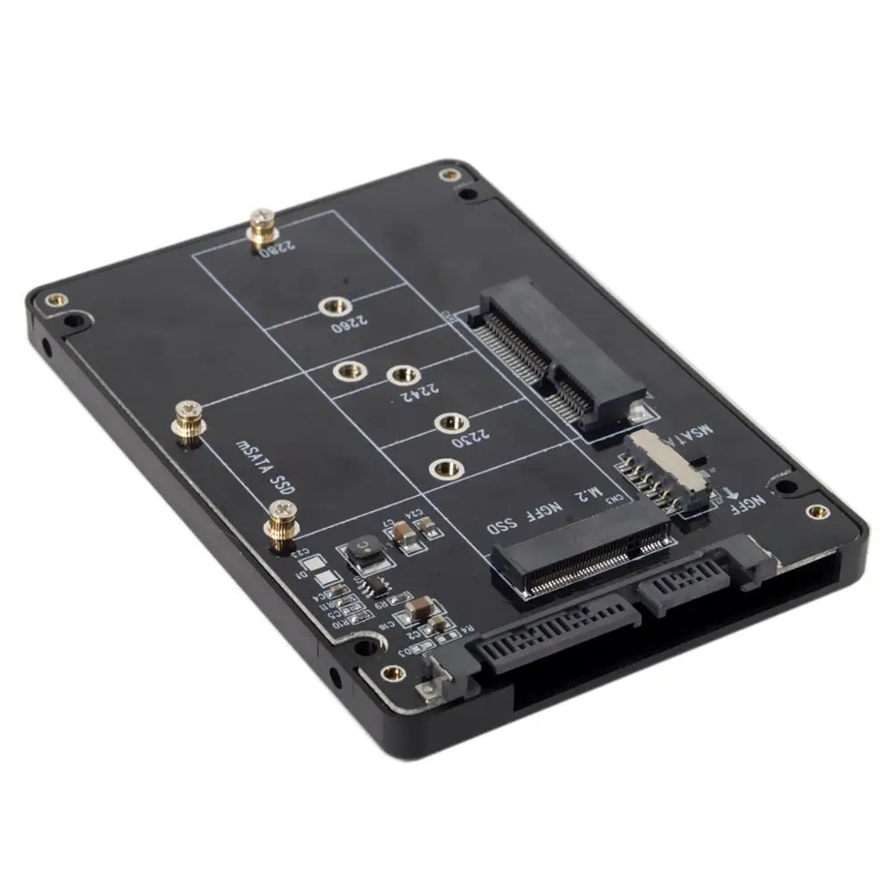 Combo M.2 NGFF B-key to SATA & mSATA SSD to SATA 3.0 Adapter Converter Case Enclosure with Switch