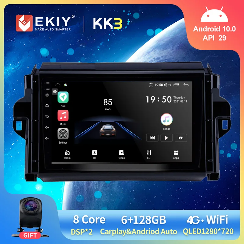 

Автомобильное радио EKIY QLED, Android 10,0, для Toyota Fortuner 2 2015-2018, Carplay, автомобильный мультимедийный плеер, стерео, GPS-навигатор, головное устройство