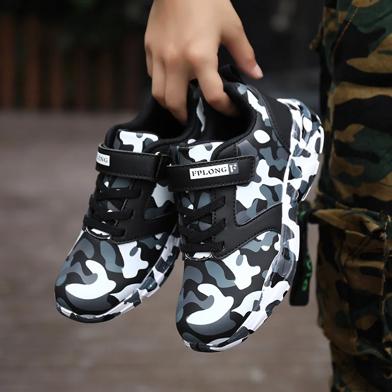 

New Boys Sports Sneakers Camouflage Shoes for Children Casual Shoes Fashion Girls Flat Bottom Running Shoes Training Footwear