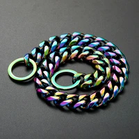 18k colorful plated stainless steel dog collar and leash choke chain for large dogs pitbull rottweiler pet stuff accessories