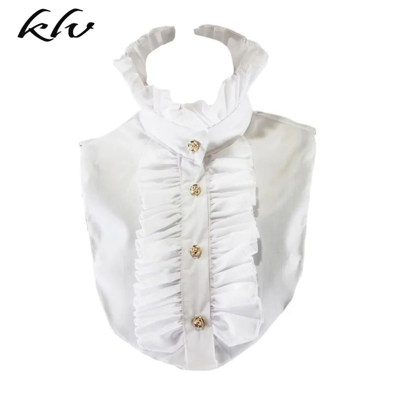

Women Victorian Vintage Palace Half Shirt Blouse Stand-Up Ruffles Fake Collar