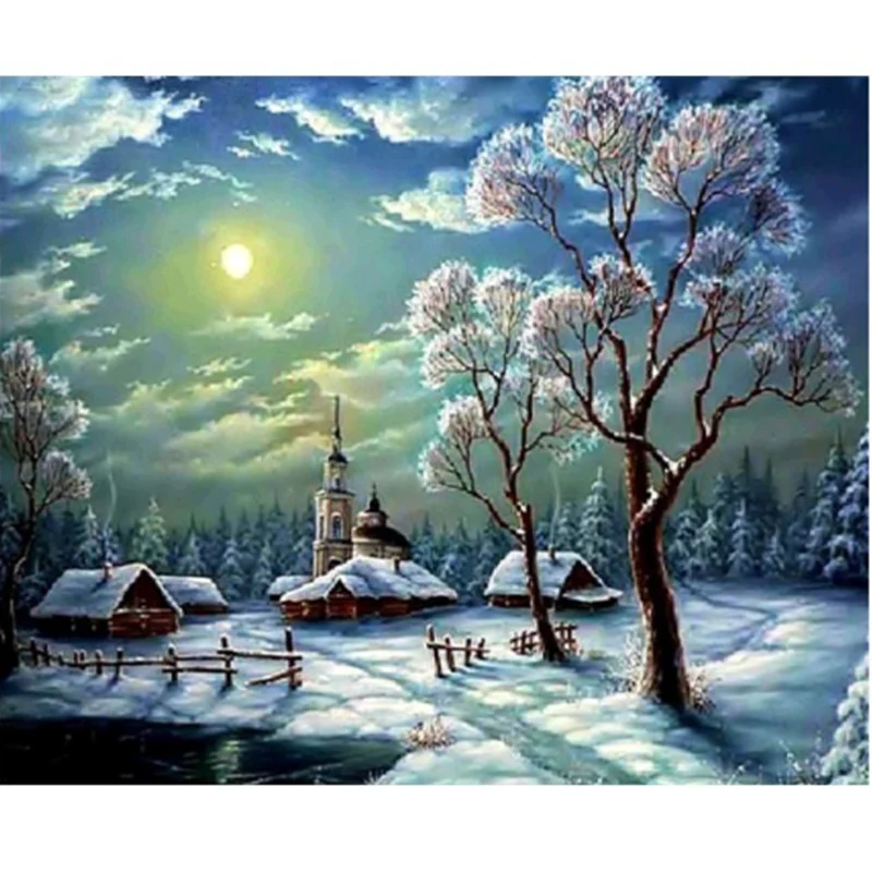 

Алмазная картина, зимний пейзаж