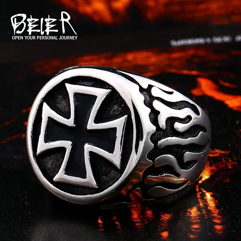 Beier 316L из нержавеющей стали модные крестовые эпоксидные мужские вечерние кольца высокого качества ювелирные изделия для Прямая LLBR8-704R