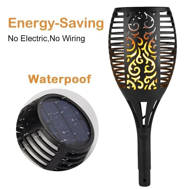 Solar Torch Lights Flickering Flames Weatherproof Light Dancing Flame Lighting 96 Led Dusk To Dawn | Лампы и освещение