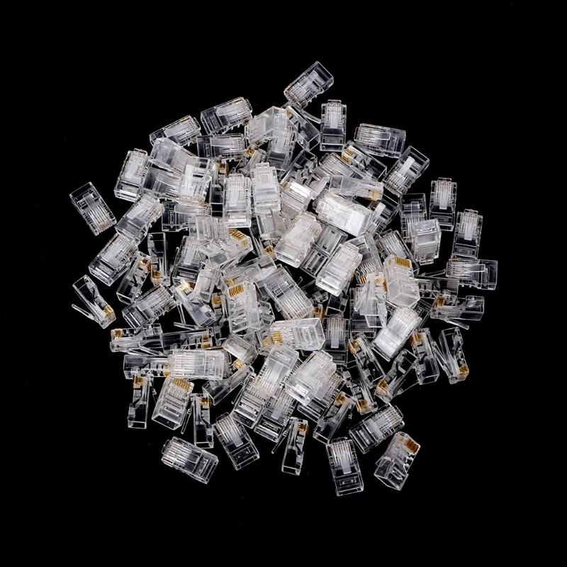 

100Pcs/set RJ45 8Pin Connector CAT6 Network Cable Modular Ethernet Crystal Plugs