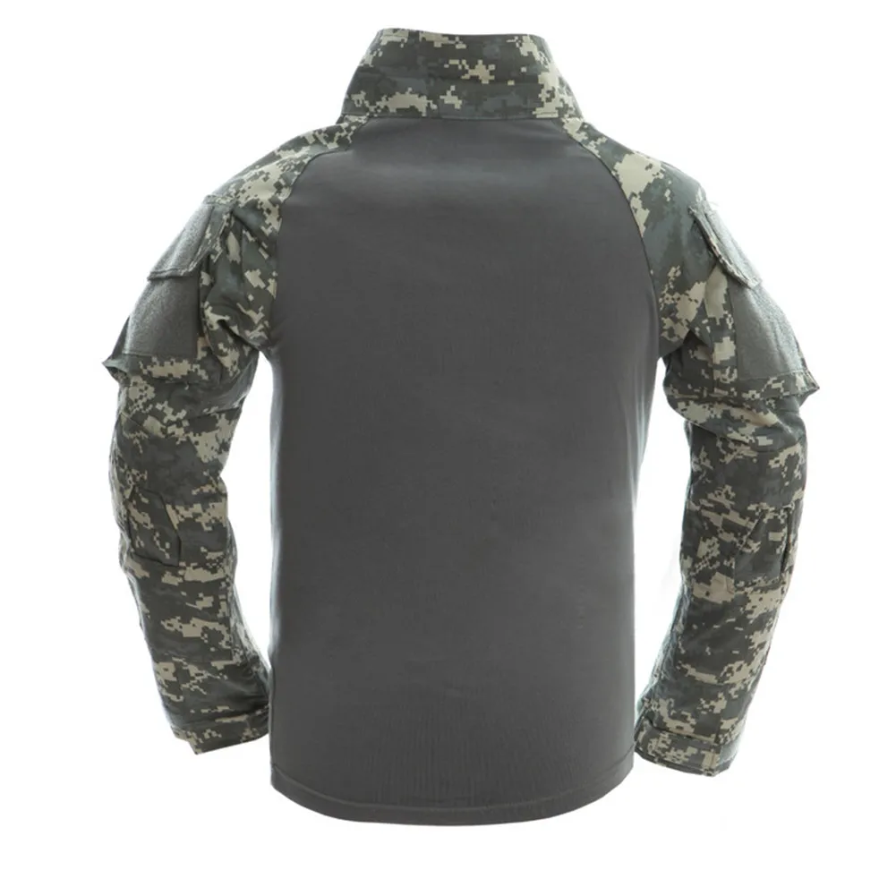 

Men's Combat Shirt Woodland Tactical 1/4 Zipper Top Military Army Airsoft Hunting T-Shirts