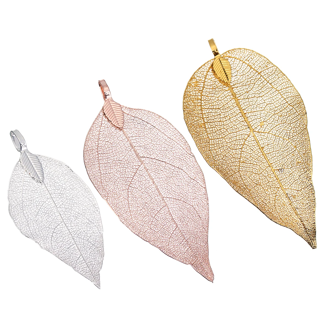 Медные Подвески с большими листьями и венами 2 шт./лот подвеска 4*6 см цвет розового