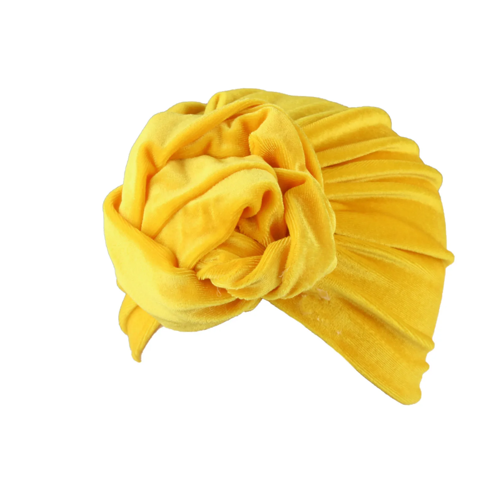 

Children's hat gold velvet roll warm winter hooded hat fashion gold velvet roll winter warm tire Indian hat baby beanie 6*