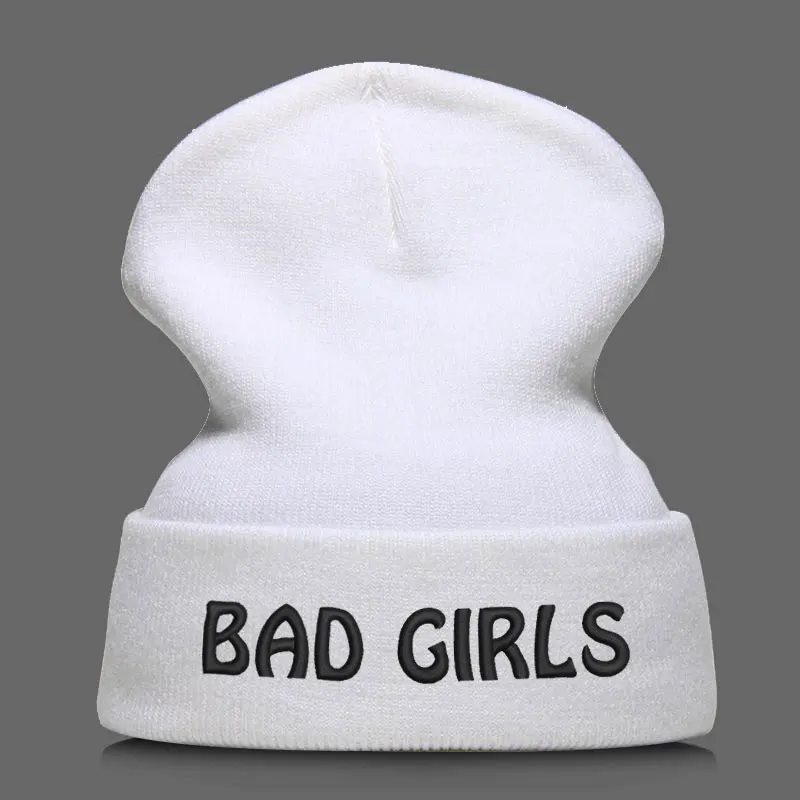 Beanie шляпа Skullie шапка, вязаная шапка-носок Зимняя Вышивка в стиле панк Для мужчин Для женщин подростков уличных танцев забавные персонализированные Csutomized плохие девчонки