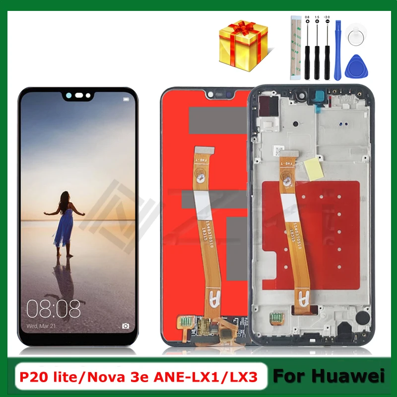 

5.84" For HUAWEI P20 Lite Display Glass Touch Screen Replacement With Frame For Nova 3e LCD ANE LX1 LX3 Digitizer Assembly Parts