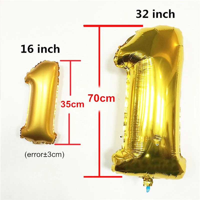 16/32/40Inch Rainbow Gold Silver Number Foil Balloons 0 1 2 3 4 5 6 7 8 9 Helium Ball Wedding Birthday Party Decorations Kids | Дом и сад