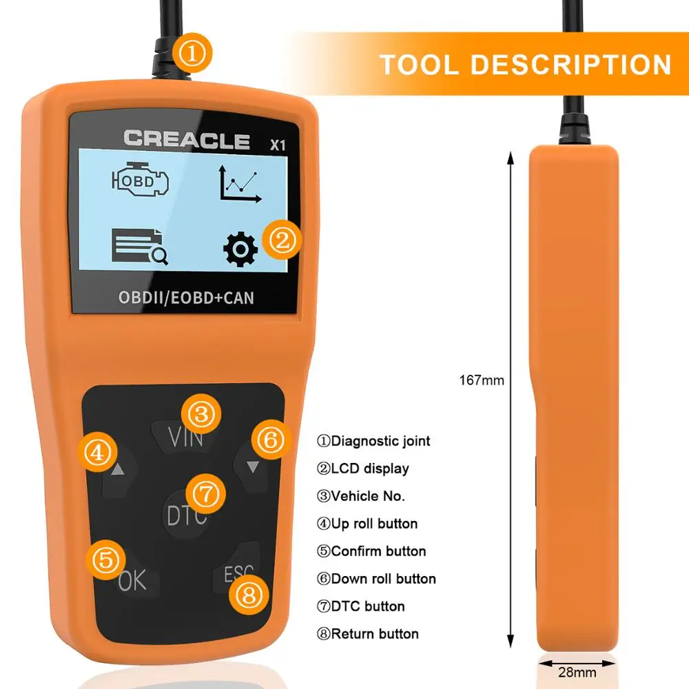 X1 Считывание/очистка автомобиля диагностический автоматический инструмент