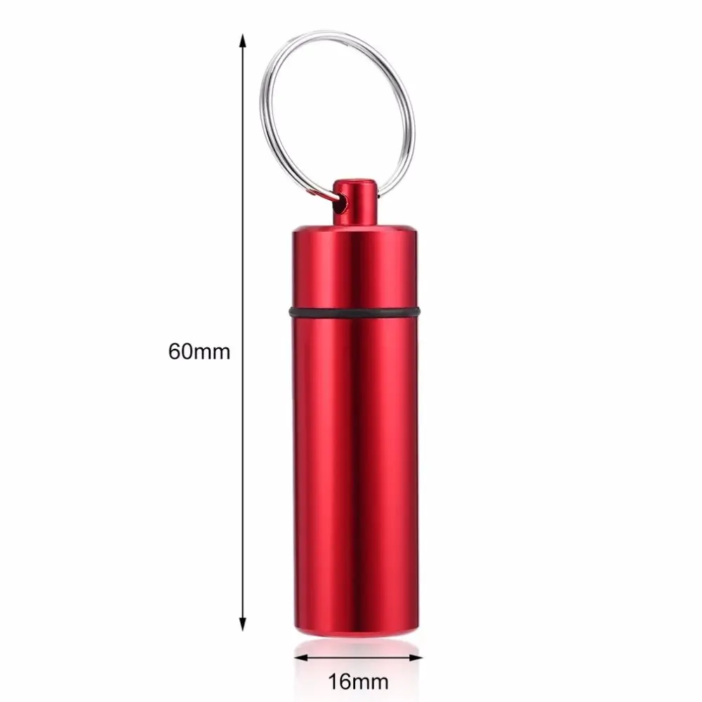

1PC Waterproof Aluminum Pill Box Case Bottle Cache Drug Holder Container Keychain Medicine Box Health Care
