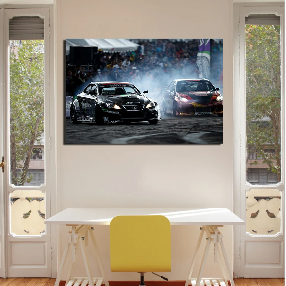 Гоночный автомобиль Дрифт постер холст картины настенное искусство ткань печать