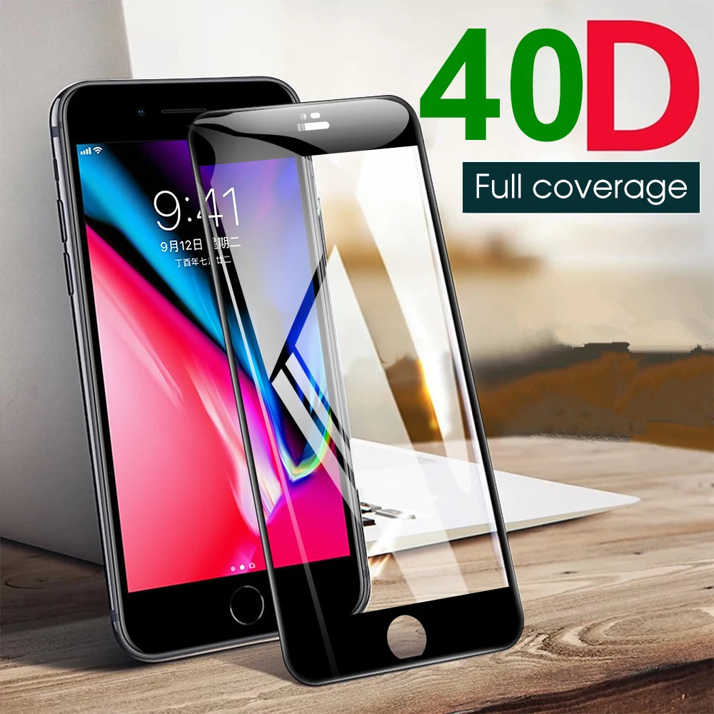 40D Закаленное стекло пленка для iPhone 11 12Pro Pro Max 8 7 6 6s Plus Взрывозащищенная Защита