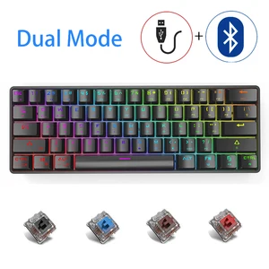 60 mechanical keyboard 61 key wiredwireless dual mode officegame keyboard blueredteablack switch rgb backlit for pc laptop free global shipping
