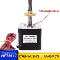 nema17 17hs4401s t8 stepper motor with t8 screw lead 248mm 300mm 42 motor 42bygh 3d printer motor with screw for 3d printer