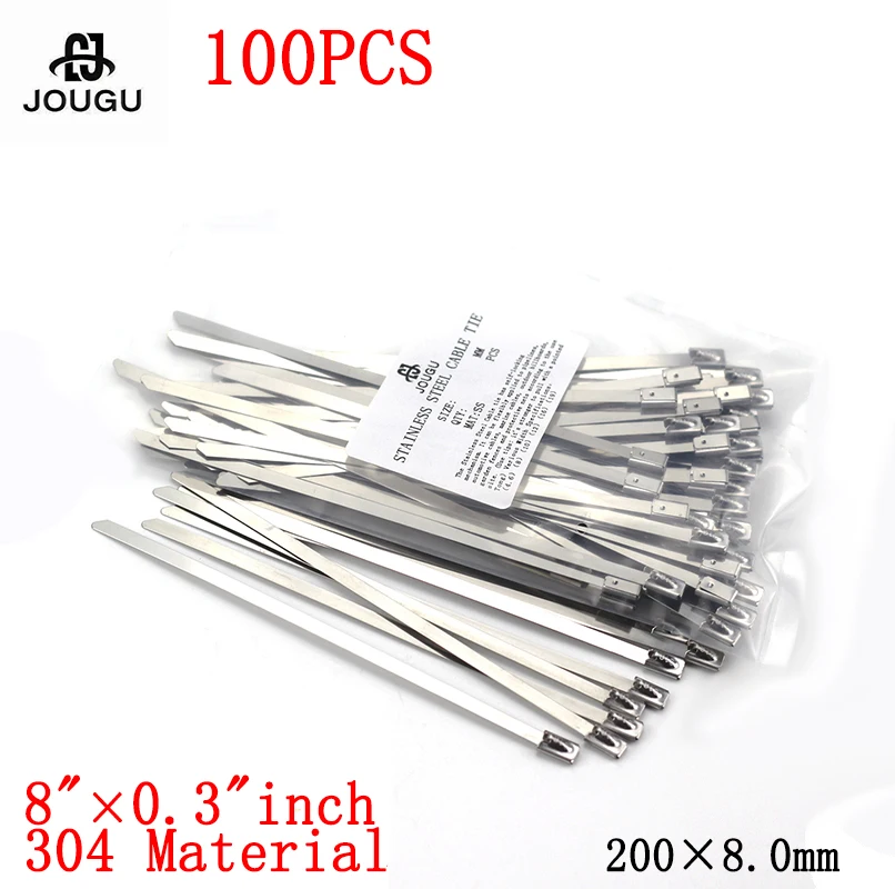 

Стяжка для кабеля из нержавеющей стали, 100 шт., 8x200 мм, 304 материал