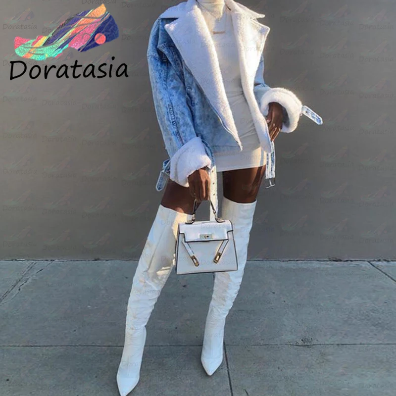 DORATASIA Новинка размера плюс 34-45 сексуальные белые ботфорты женские 2020 сапоги на