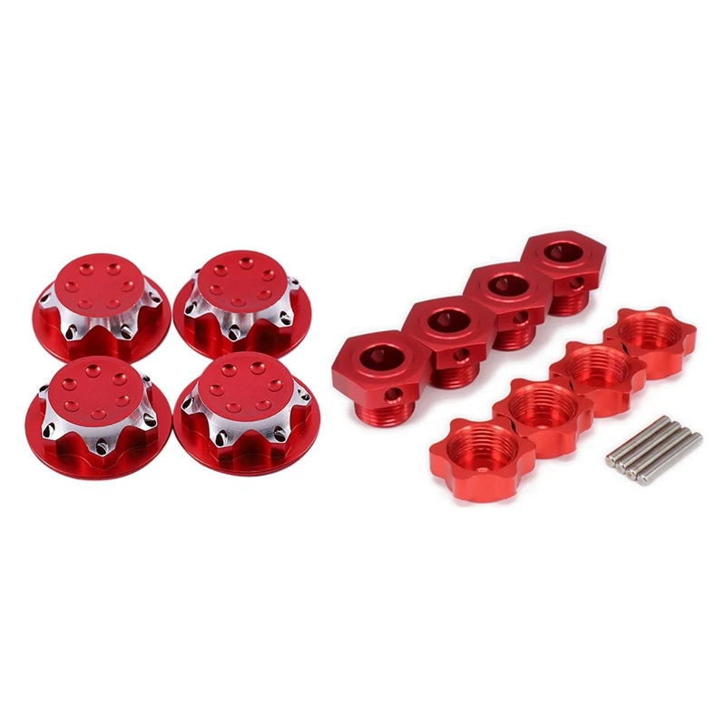 

4 Pcs Aluminum Wheel Hub Cover & 4 Pcs For HSP 1/8 Spare Parts Tires Adapter Wheel Nut