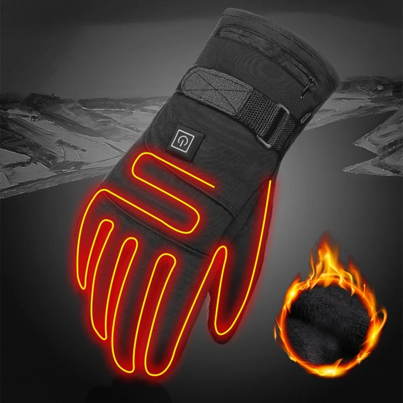 Unisex Winter Warm Electric Heated Gloves Waterproof Adjustable Temperature Outdoor Ski Motorcycle Touch Screen Mittens