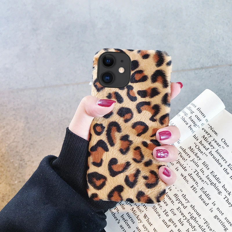 Для iPhone 11 Pro X Xr Xs Max 8 7 6S 6 Plus чехол Теплый леопардовый мягкий плюшевый пушистый мех ТПУ Гибкая задняя чехол для iPhone 5 5S se