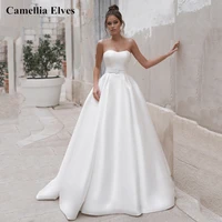 detachable lace cape wedding dress satin a line bride gowns boat neck with belt sweep train new arrival bridal robe de mari%c3%a9e