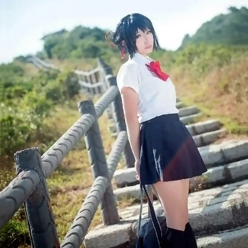 Короткая футболка с героями из японского аниме Синкай фильм ваше имя Костюмы для