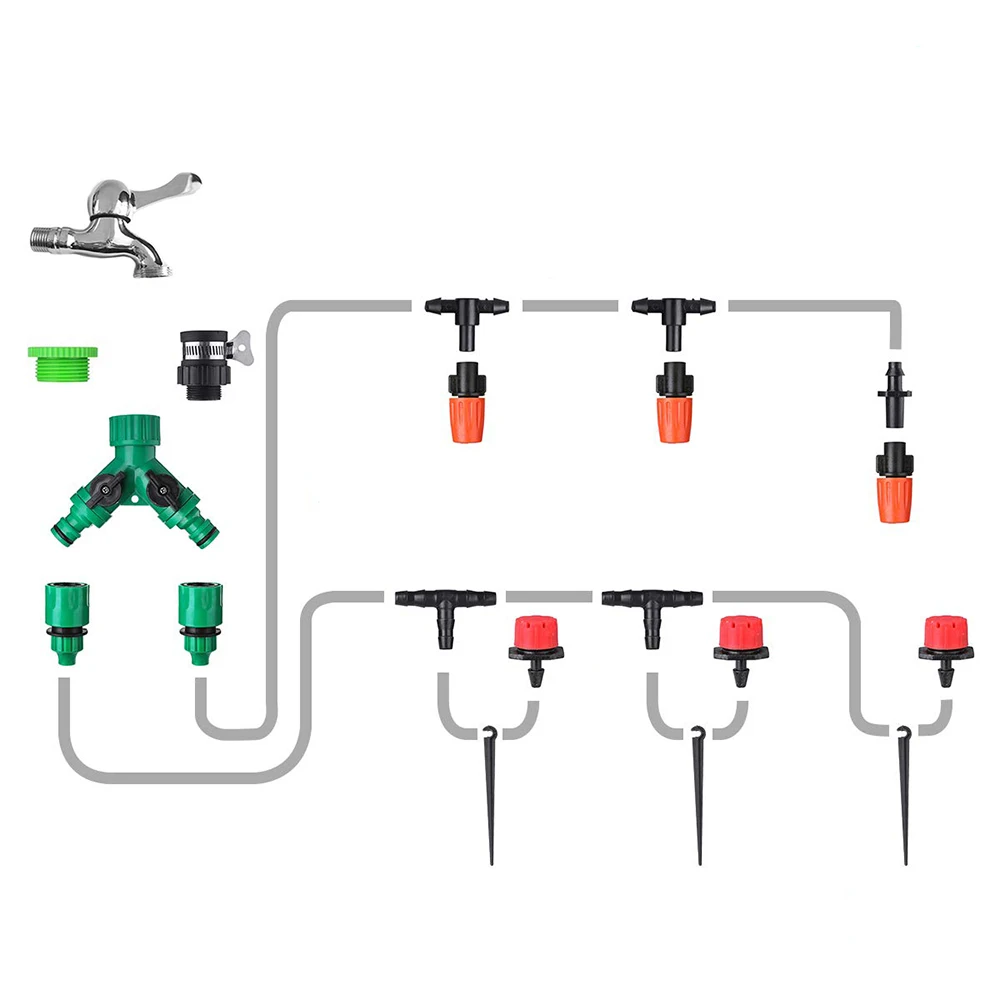 

2 Way Connector Adaptor with Quick Connector 1/2 Inch Garden Irrigation 2 Way Splitter Connector Water Hose Quick Adaptor