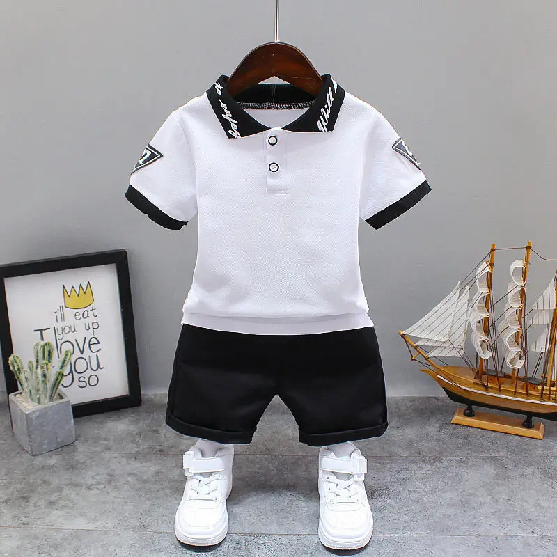 

Baby Little Boy's Clothing Set Summer White Black Children Kid's Sport Suit Toddler Boys Formal Clothes Sets 1 2 3 4 5 Years