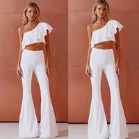 rocwickline new summer and autumn womens jumpsuits sexy club solid asymmetrical butterfly sleeve loose ruffles jumpsuits