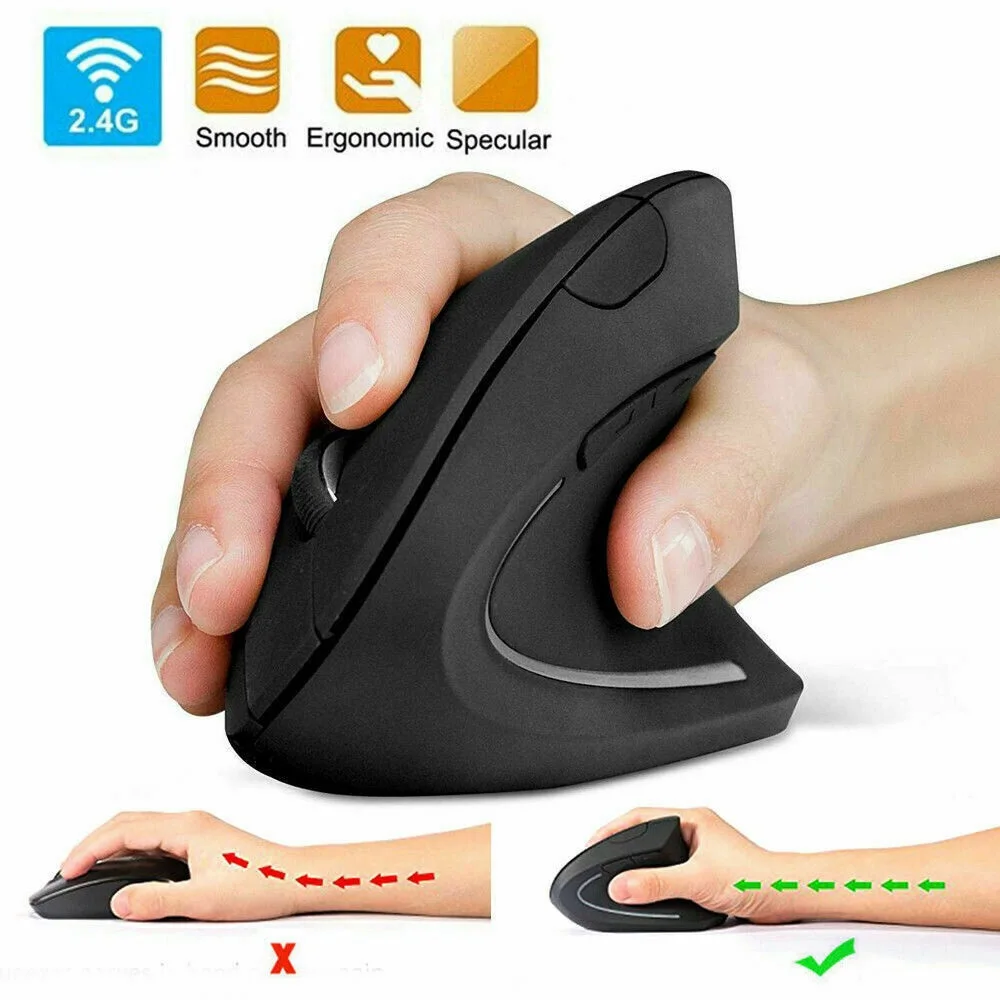 

UK 2.4GHz Ergonomic Wireless Vertical Optical Mouse For PC Laptop Computer +USB