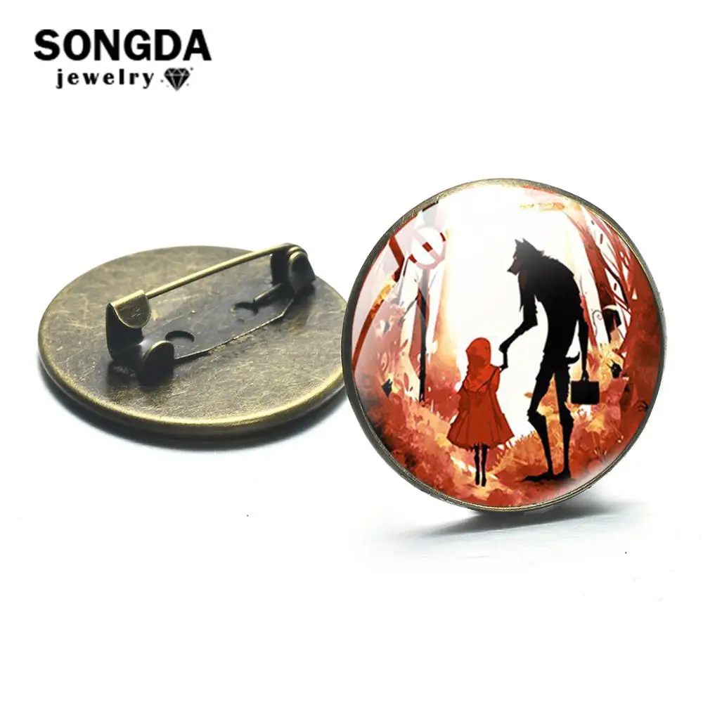 SONGDA с персонажами из мультфильмов маленькой красной накидкой Броши Красная