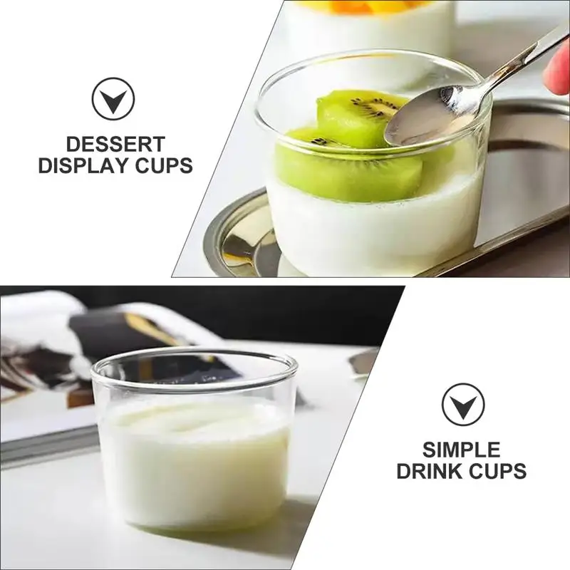Стеклянная посуда чашки для фруктов десертов йогурта кухонные прозрачные 2