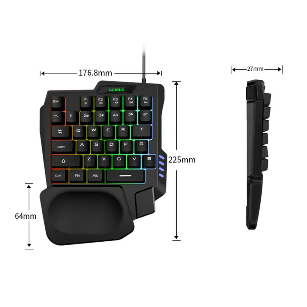 Single Hand One-Handed Gaming Keyboard 35 Keys RGB Backlit Portable Mini Keypad Mouse Set For PC PS4 Xbox Gamer Win | Электроника